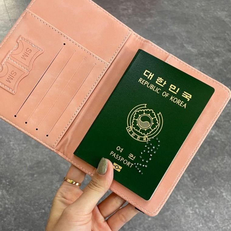 핑크 밴드형 지갑 여권 RFID차단 케이스