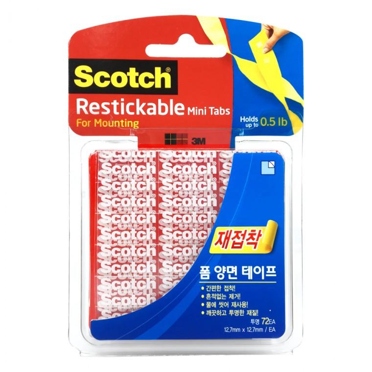 3M 스카치 R103 재접착 폼 양면 테이프 72매입