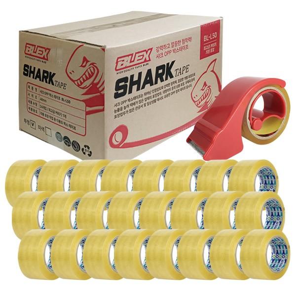 BLEX BL-L50 샤크 OPP 박스테이프 48mm x 80M 24개입 (1박스) 투명 + 고급커터기 증정