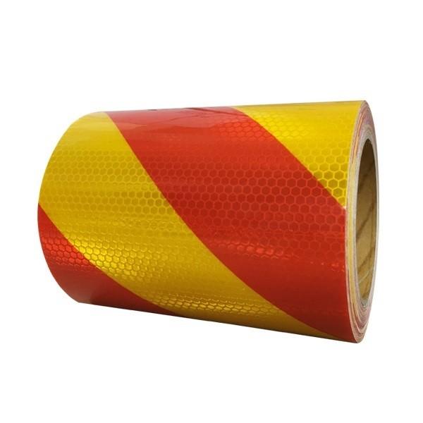 BLEX 고휘도 PVC  반사 테이프 황적사선 150mm x 10M