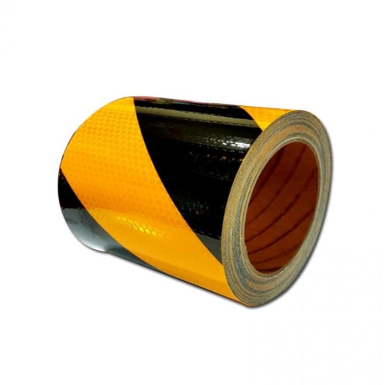 BLEX 고휘도 PVC  반사 테이프 황흑사선 200mm x 10M