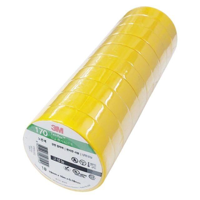 3M 170 고성능 전기테이프 노란색 19mm x 10M 10개입