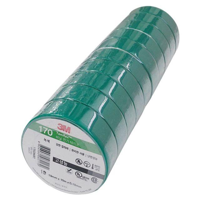 3M 170 고성능 전기테이프 녹색 19mm x 10M 10개입