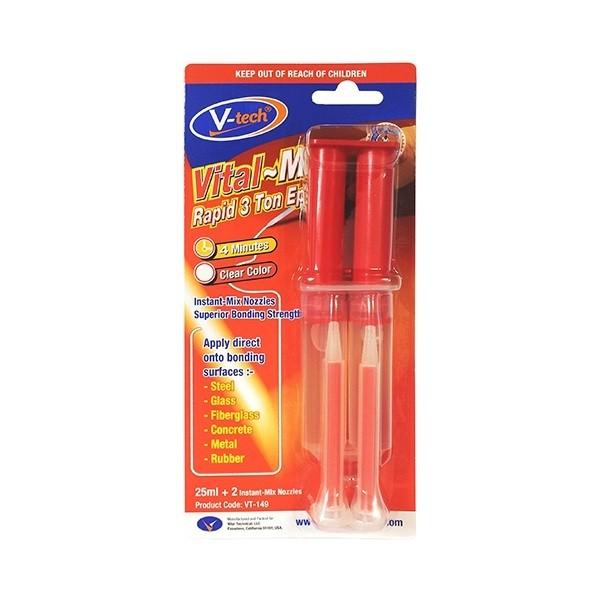 브이텍 VT-149 투명 노즐 주사기 에폭시 순간접착제 25ml x 2