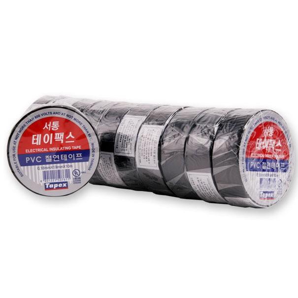 서통 테이팩스 PVC 전기 절연테이프 검정 19mm x 10M 10개
