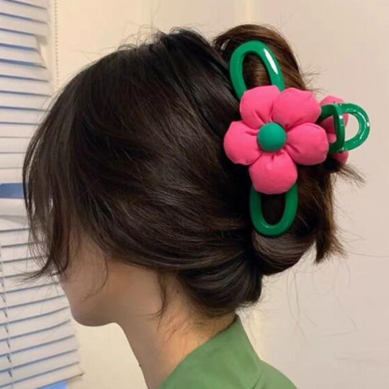 올림 긴 머리 반묶음 왕 헤어 삔 대형 큰 꽃 집게 핀