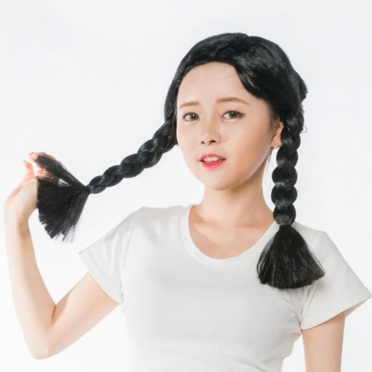 간편착용 복고여학생 파티소품 가발 통가발 패션가발