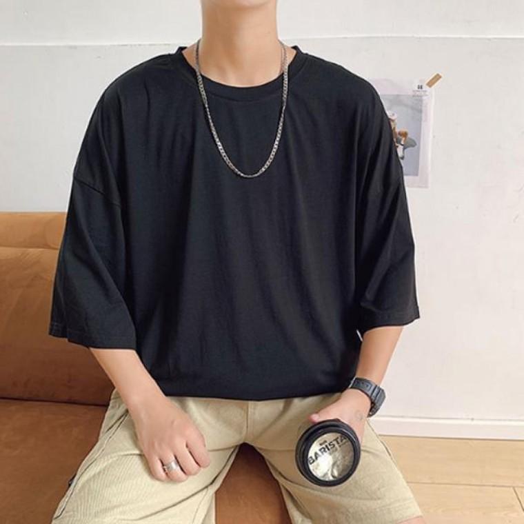 5부티셔츠 남자반팔티 무지티 라운드넥
