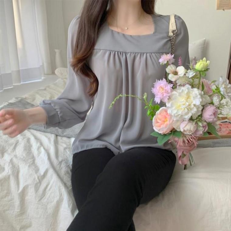 러블리 블라우스 셔링 쉬폰 예쁜 하객룩 데이트룩 소개팅룩