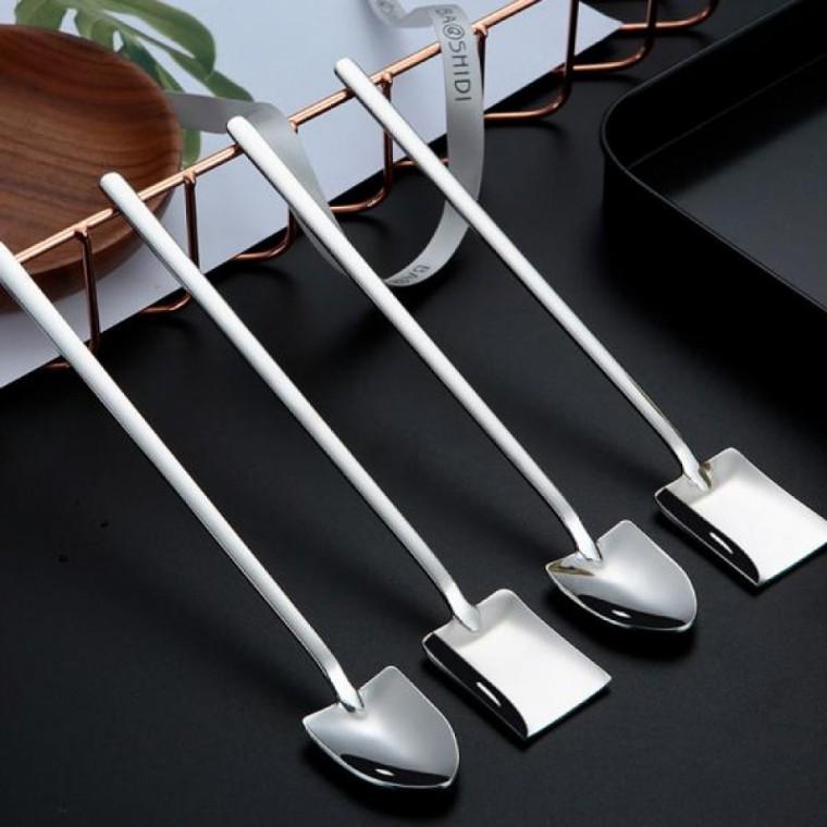스텐 티스푼 디저트 삽 모양 롱 스푼 18cm ur72