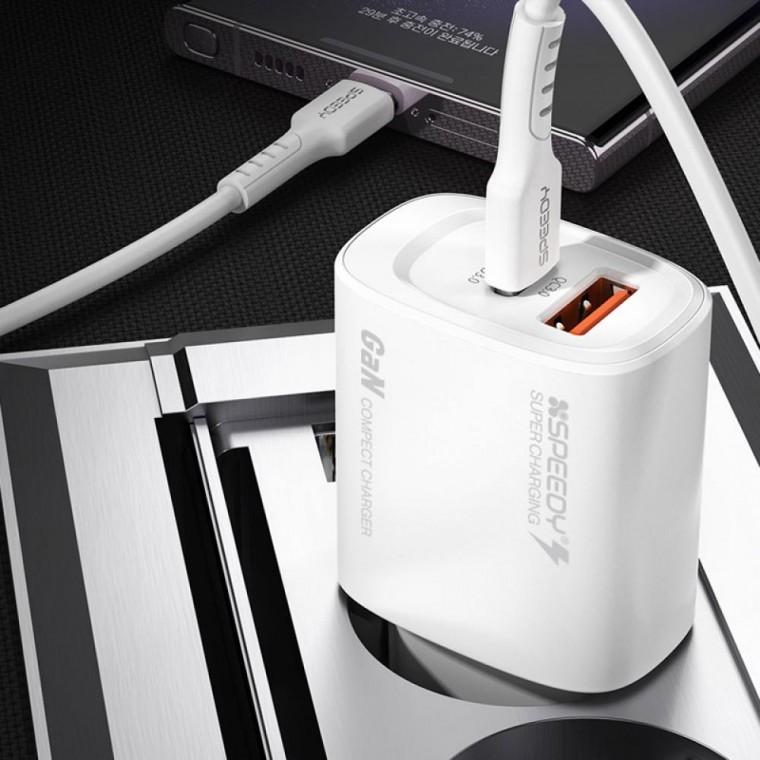 스피디 가정용 20W PD3.0+QC3.0 2포트 고속 분리형 충전기 CtoC 1.2M 25W 케이블 포함