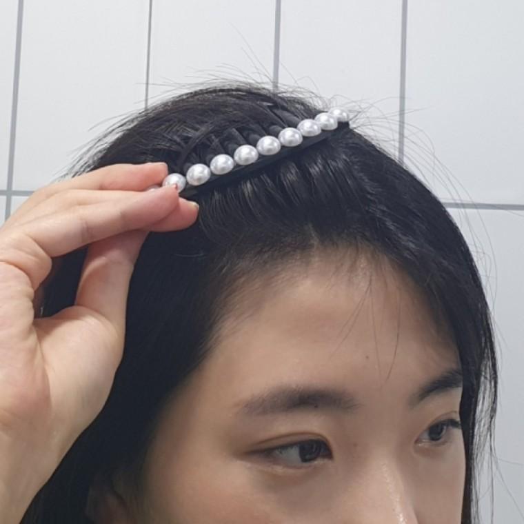 올림머리 일자형 진주 헤어빗핀