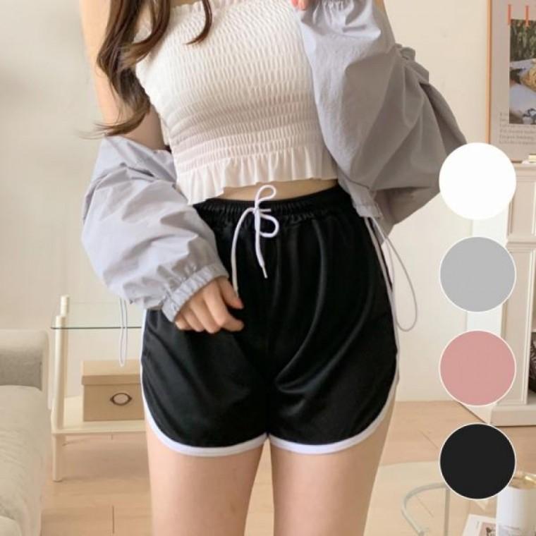 밴딩 트레이닝 팬츠 3부 돌핀 랍빠 바지 여성 하의