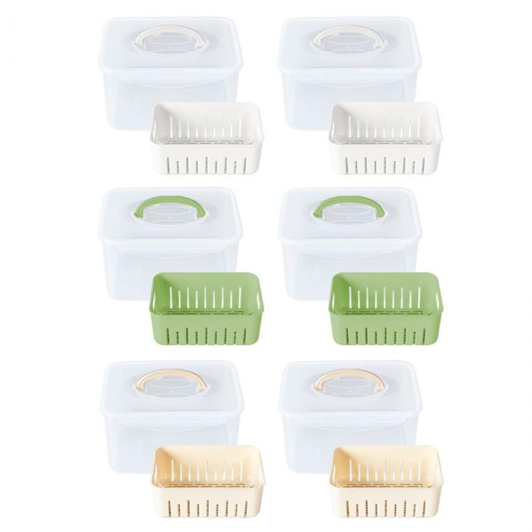 생담 채반 물빠짐 과일 채소 밀폐용기 5L 대형 6개 화이트 2p+그린 2p+아이보리 2p