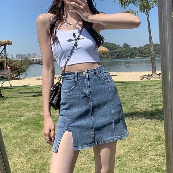 데님 스커트 데일리 A라인 슬릿 청치마 TDR-0050