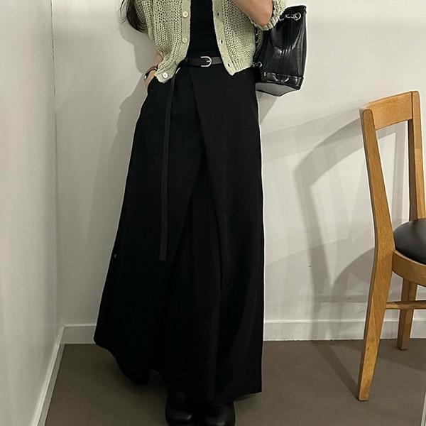 사선랩 여성 데일리 뒷밴딩 롱스커트 TDN-0254