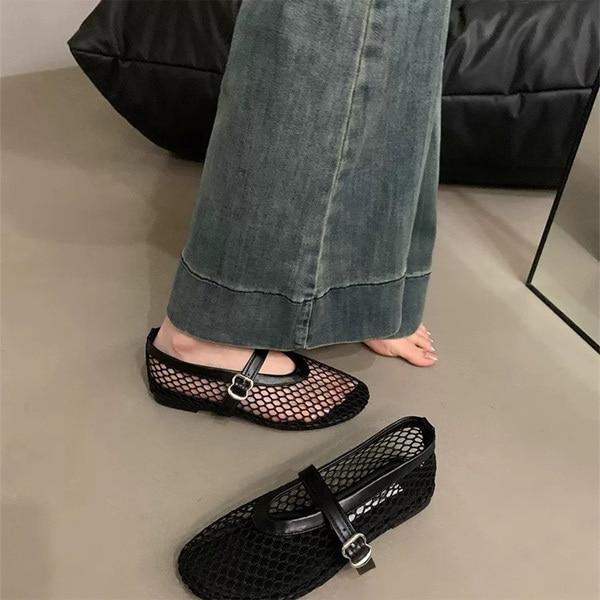여성 2컬러 시스루 메쉬 여름 플랫슈즈 SSH-261