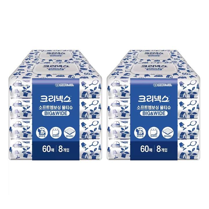 크리넥스 소프트 엠보싱 물티슈 60매 x 8 x 2팩