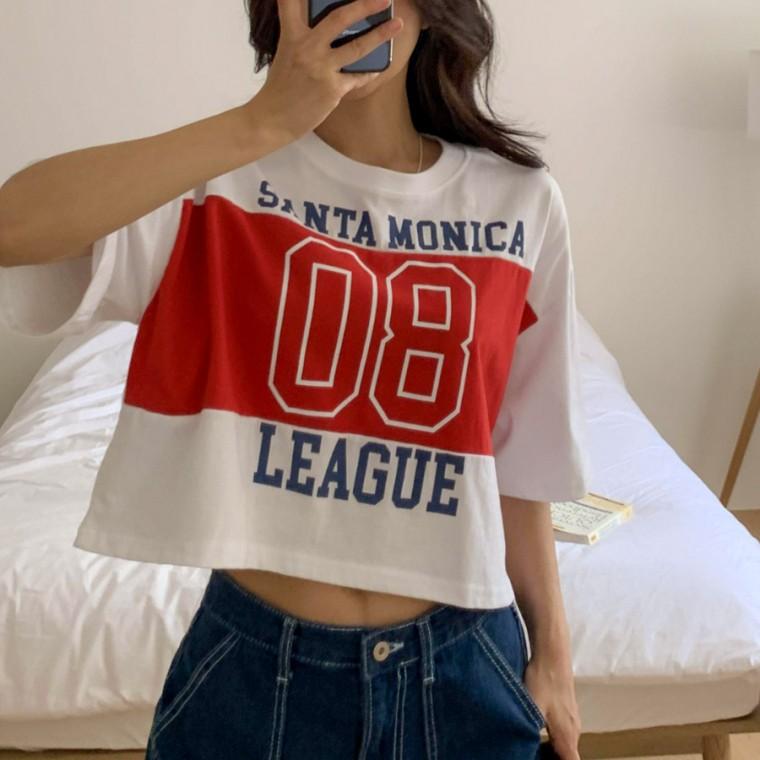 빅사이즈 모니카 크롭 반팔 티셔츠
