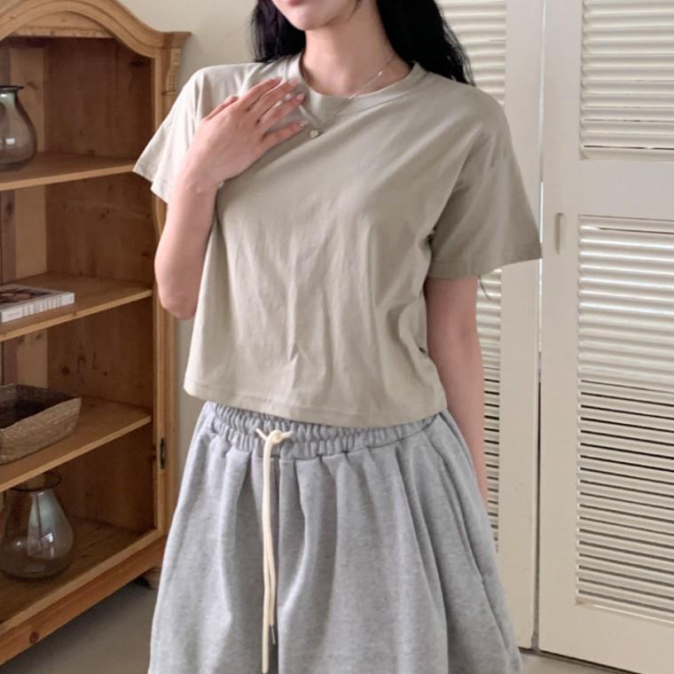 빅사이즈 쿨 드라이 크롭 티셔츠