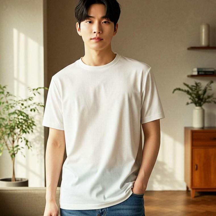 남자 여성 면 반팔 티 여름 무지 기본 티셔츠 흰색100