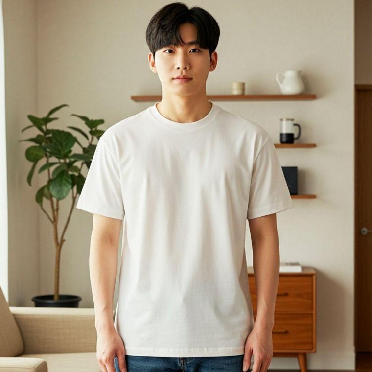 남자 여성 면 반팔 티 여름 무지 기본 티셔츠 흰색105