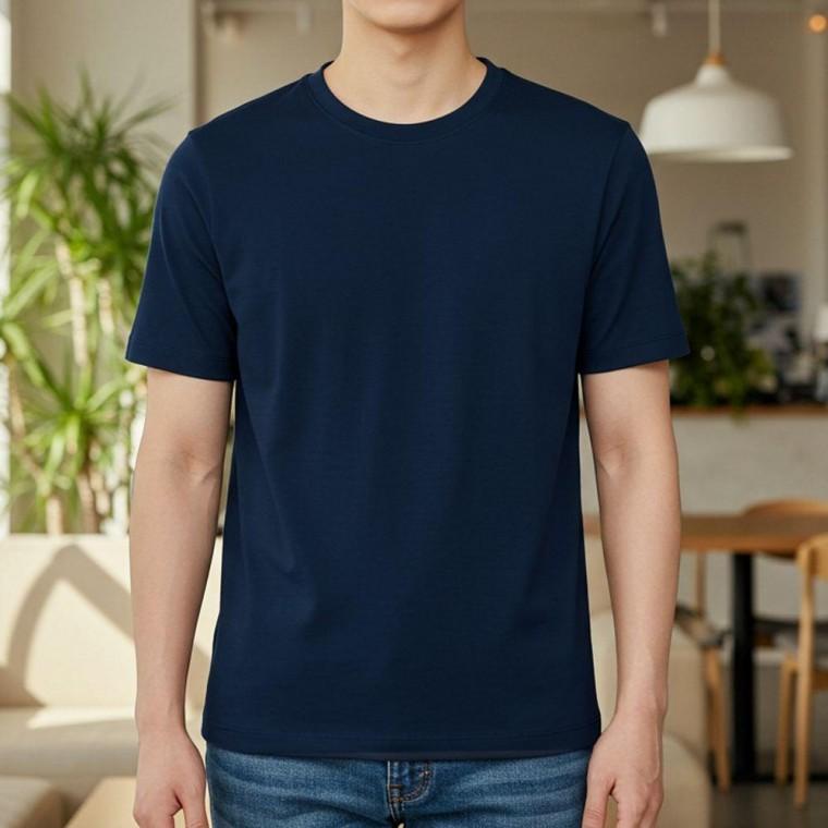 남자 여성 면 반팔 티 여름 무지 기본 티셔츠 남색105