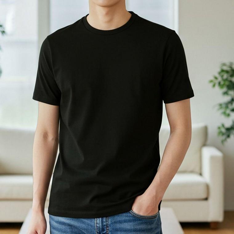 남자 여성 면 반팔 티 여름 무지 기본 티셔츠 블랙100