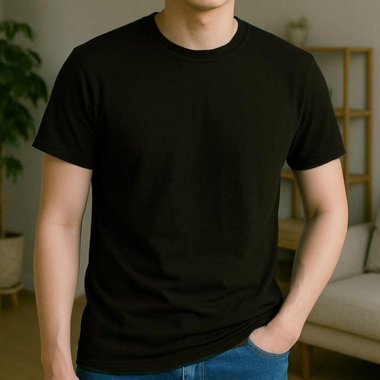 남자 여성 면 반팔 티 여름 무지 기본 티셔츠 블랙105