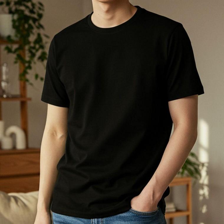 남자 여성 면 반팔 티 여름 무지 기본 티셔츠 블랙110