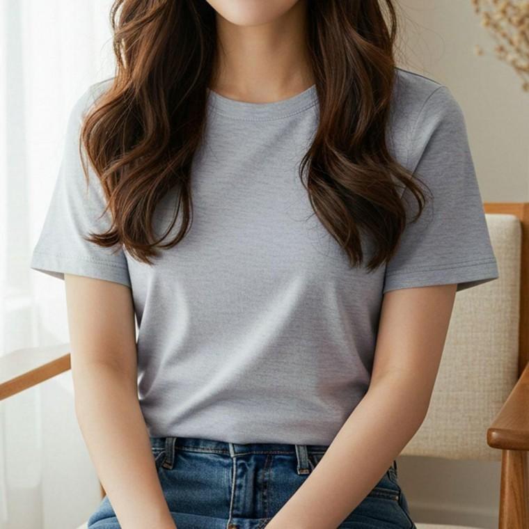 남자 여성 면 반팔 티 여름 무지 기본 티셔츠 회색95