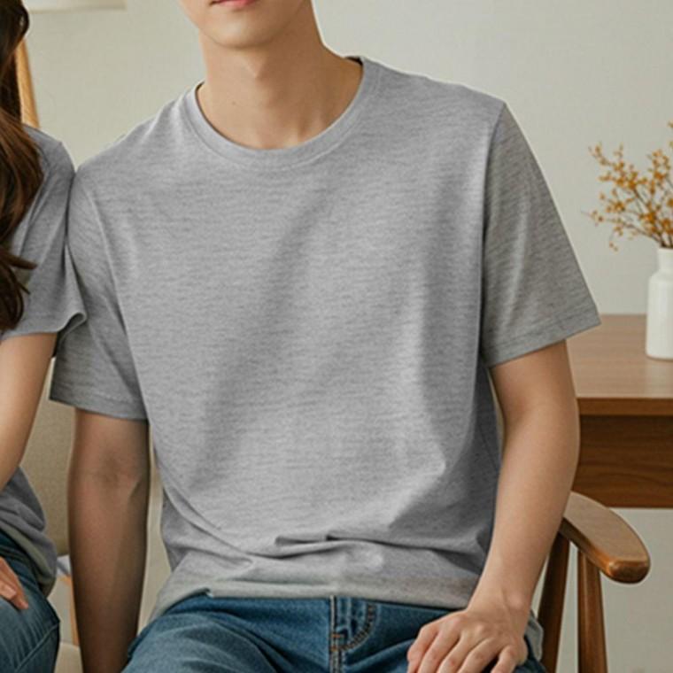 남자 여성 면 반팔 티 여름 무지 기본 티셔츠 회색100