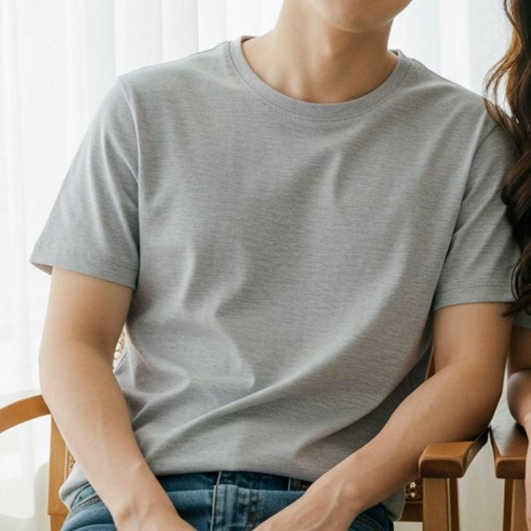 남자 여성 면 반팔 티 여름 무지 기본 티셔츠 회색105