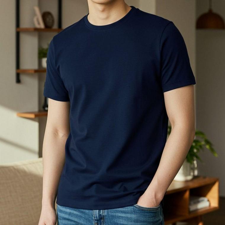 남자 여성 면 반팔 티 여름 무지 기본 티셔츠 남색110