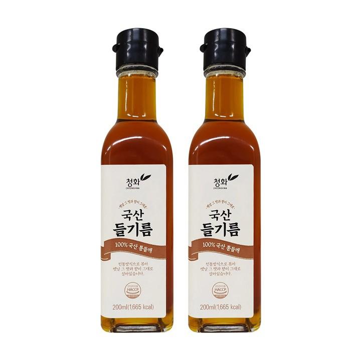 청화농산 국산 들기름 200ml x 2