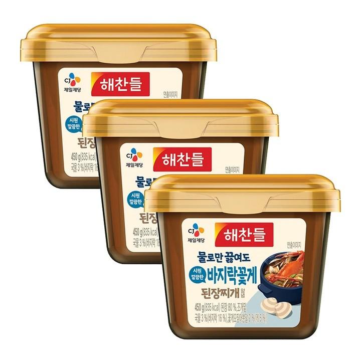 해찬들 바지락꽃게 된장찌개 양념 450g x 3