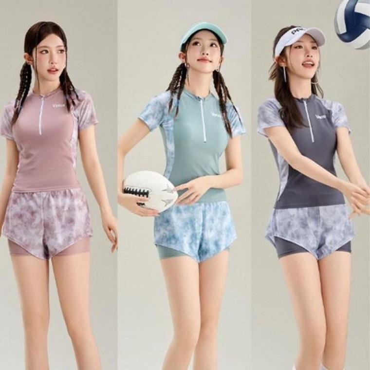 텐션 투피스 휴가 래쉬가드 여름 이너팬츠 은창]마블 썸머 비치 비키니 수영복 모노키니