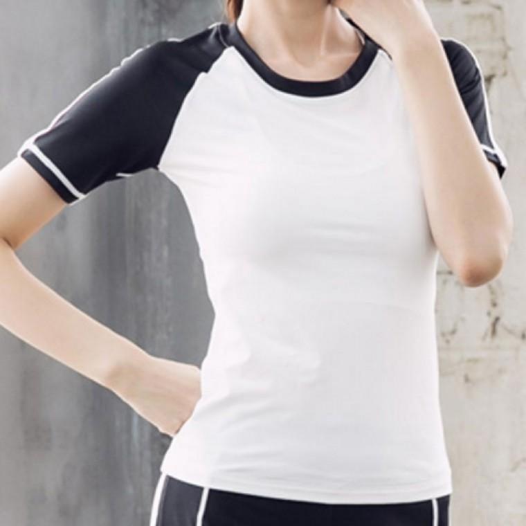 워터파크 여름 베이 반팔 여성 물놀이 필라테스 요가 러닝 라운드 티셔츠 운동 기본 래쉬가드 여자 스포츠