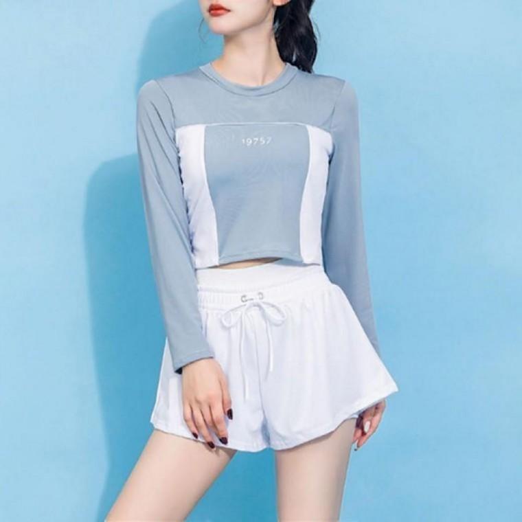 웨이스트 스포티 세트 래쉬가드 하이 여름 수영복 팬츠 바지 휴가 밴딩 비치
