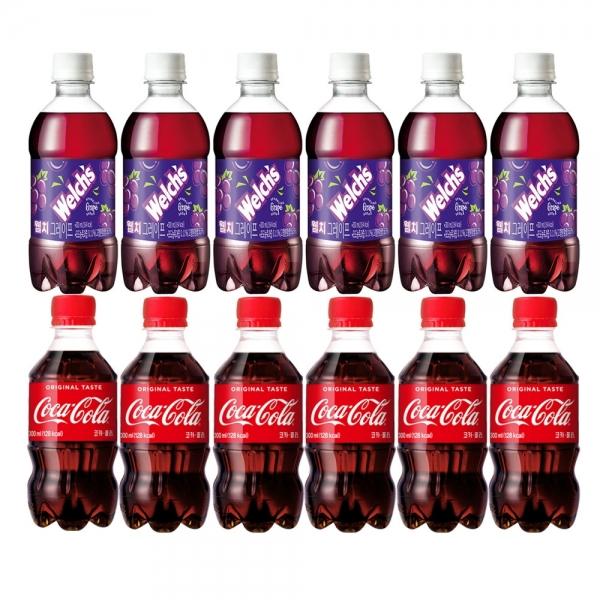 코카콜라 웰치스포도 300ml 2종세트 12병 탄산 페트