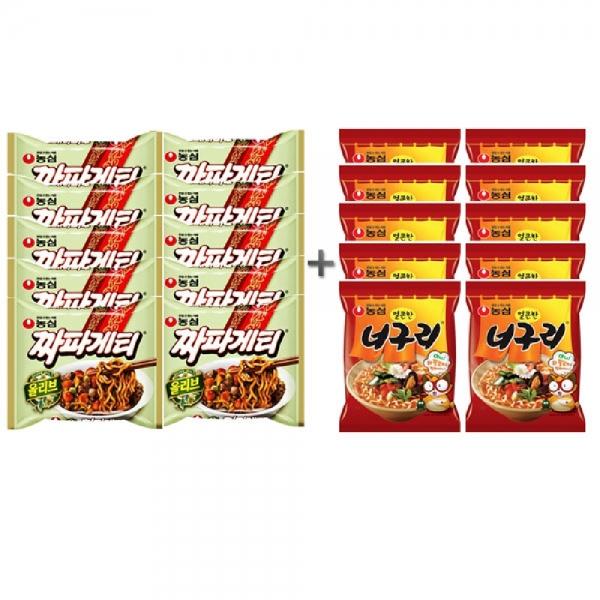 짜파구리 10봉세트 너구리 10봉 + 짜파게티 10봉