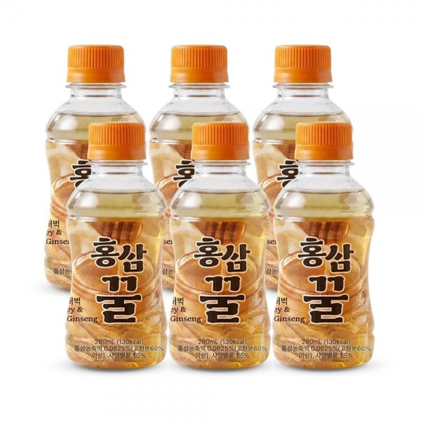 홍삼꿀 음료 홍삼농축액 사양벌꿀 건강음료 피로회복 꿀홍삼 280ml 6병