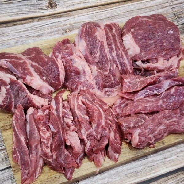국내산 소고기 모듬 1kg 꽃등심 채끝살 갈비살 살치살