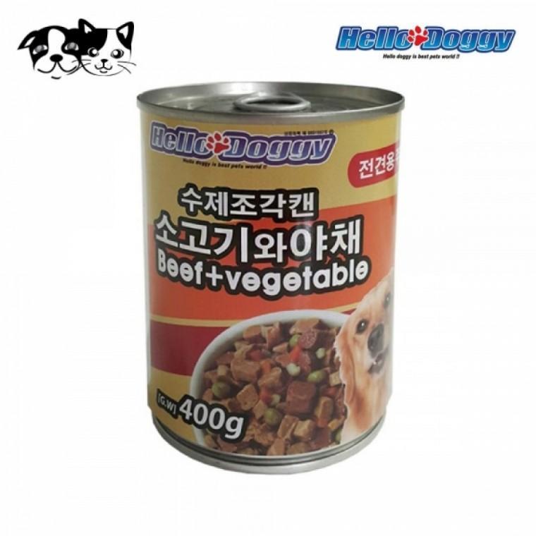 헬로도기 수제조각캔 소고기와 야채 400g (강아지 주식캔)