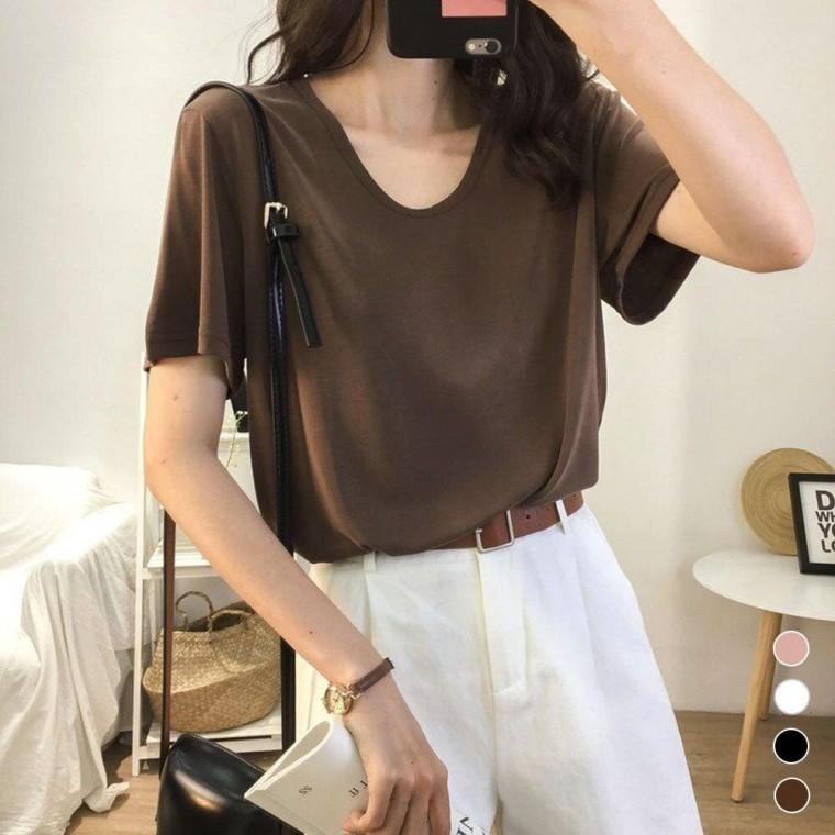 여자반팔 유넥 반팔티셔츠 루즈핏 모두팜