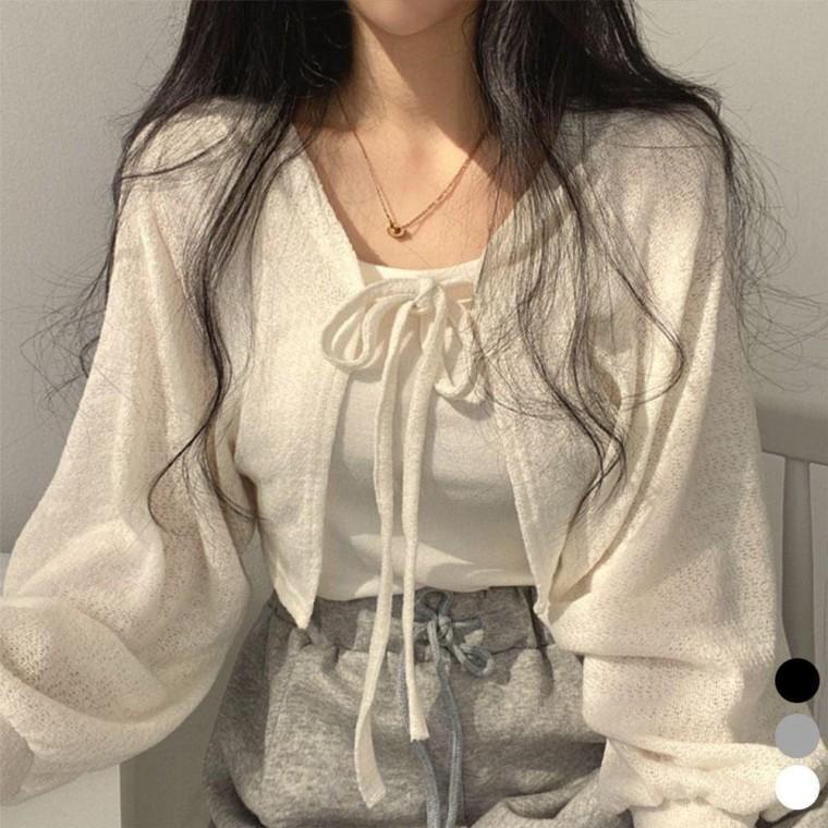 볼레로 가디건 볼레로가디건 스트링 크롭 모두팜