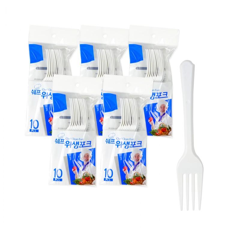 쉐프 위생포크(10p)-5개 일회용포크 플라스틱포크 포크 위생포크 여행용포크
