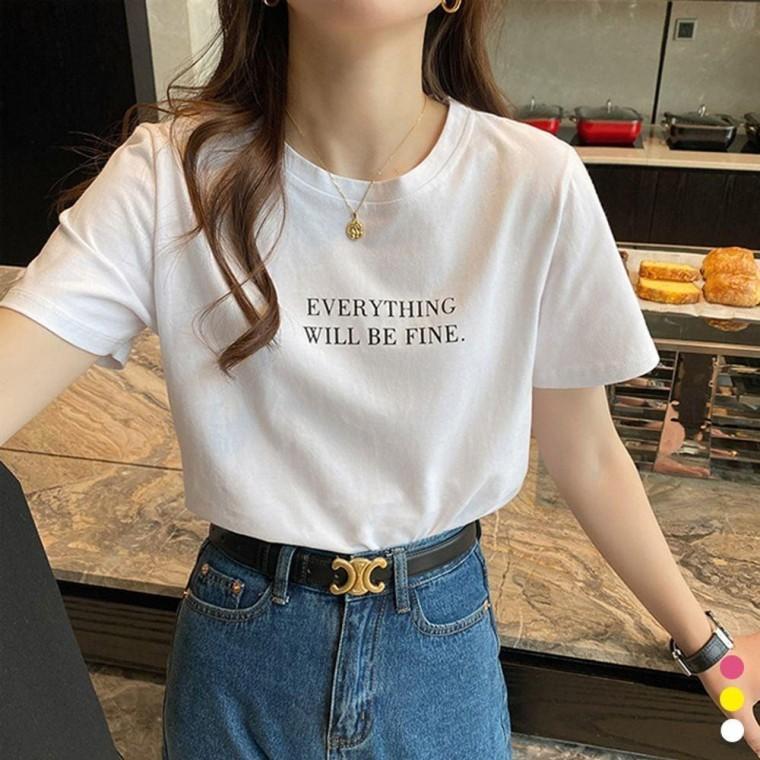 여자반팔티 프린팅 심플 레터링 반팔티셔츠 모두팜