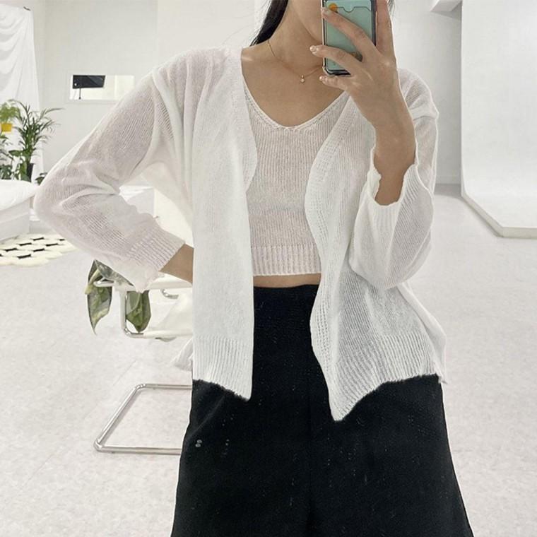 나디건 가디건세트 여름 나시 모두팜