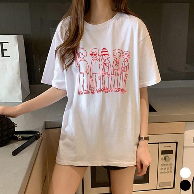 오버핏티셔츠 티셔츠 여름티셔츠 프렌드 오버핏 프린팅 모두팜